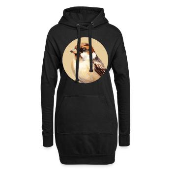 Moineau domestique - Sweat-shirt à capuche long Femme - noir - Devant