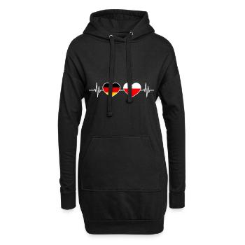 Herzschlag Deutschland Polen - Hoodie-Kleid - Schwarz - Vorne