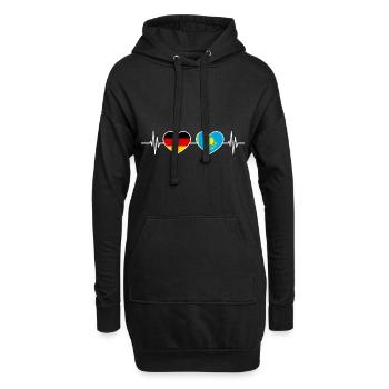 Herzschlag Deutschland Kasachstan - Hoodie-Kleid - Schwarz - Vorne
