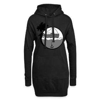 île vacances palmiers ancrés ancre jeter parc b - Sweat-shirt à capuche long Femme - noir - Devant