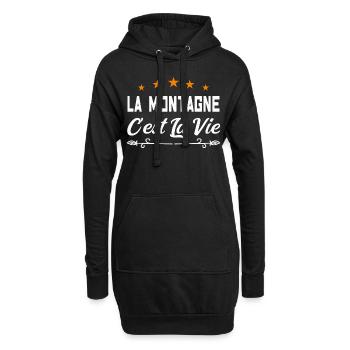 La montagne c est la vie. cadeau humour nature - Sweat-shirt à capuche long Femme - noir - Devant
