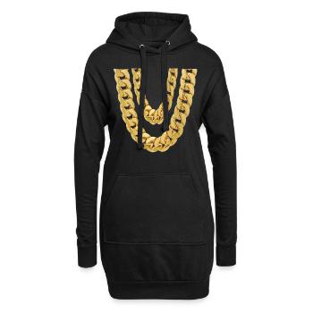 Meine Doppel Goldkette - Hoodie-Kleid - Schwarz - Vorne