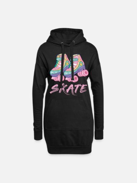 Rollschuh Roller Skate Design - Hoodie-Kleid - Schwarz