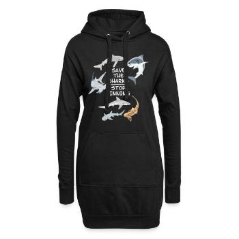 Save the Sharks Stop Finning - Hoodie-Kleid - Schwarz - Vorne