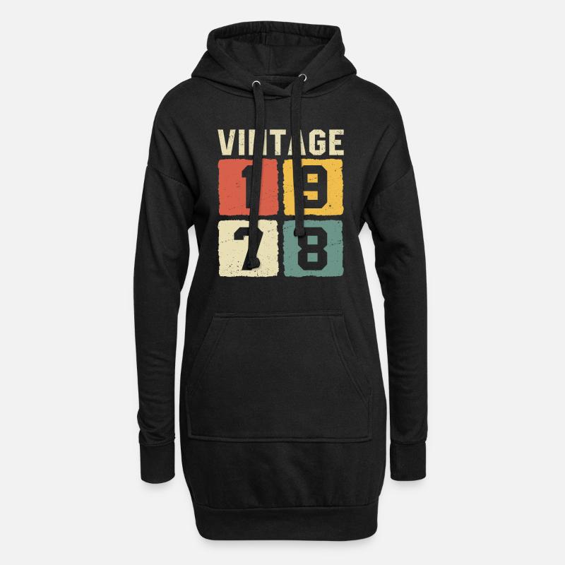 Vintage 1978 Geboren 1978 - Hoodie-Kleid - Schwarz