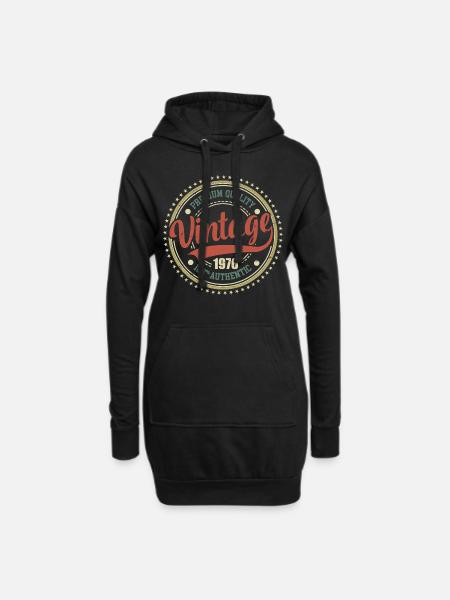 Jahrgang 1976 Retro Jubiläum 1976 - Hoodie-Kleid - Schwarz