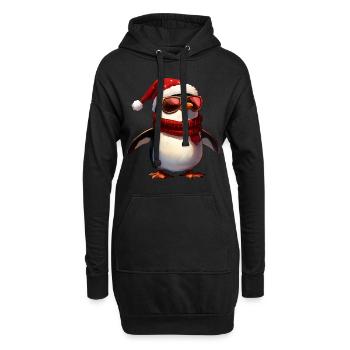 Pinguine Weihnachten / Weihnachtsmann Pinguin - Hoodie-Kleid - Schwarz - Vorne