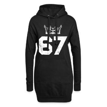 67 Zahl Krone - Hoodie-Kleid - Schwarz - Vorne