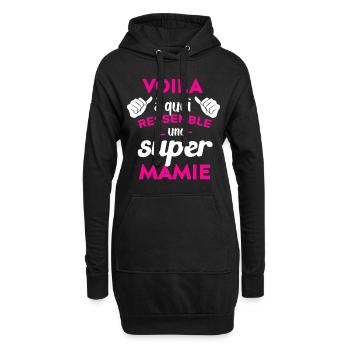 Super Mamie Cadeau Humour Personnalisé - Sweat-shirt à capuche long Femme - noir - Devant
