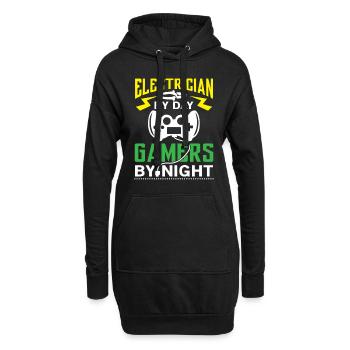 Electrician by Day Gamers by Night - arcade player - Hoodie-Kleid - Schwarz - Vorne