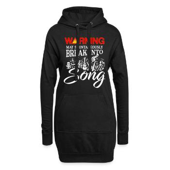 Warning may spontaneously break into Song - Sweat-shirt à capuche long Femme - noir - Devant
