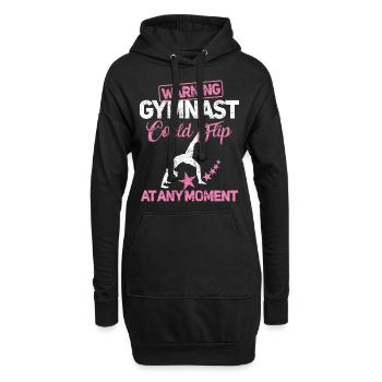 Cours de fitness gymnastique - Sweat-shirt à capuche long Femme - noir - Devant