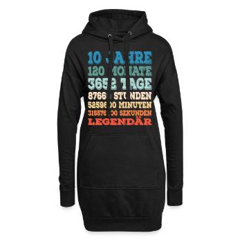 10 Jahr Legendär 10. Geburtstag - Hoodie-Kleid - Schwarz - Vorne