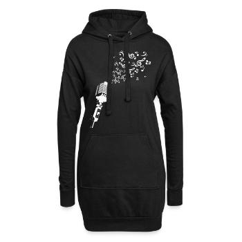 Microphone notes de musique clef chant karaoké - Sweat-shirt à capuche long Femme - noir - Devant