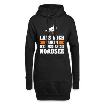 Nordsee Möwe Moin Sommer Meer Strand Küste Urlaub - Hoodie-Kleid - Schwarz - Vorne