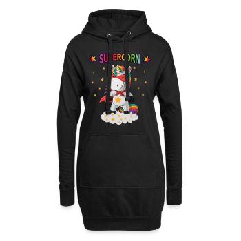 Licorne super-héros supercorn héros garçon fille - Sweat-shirt à capuche long Femme - noir - Devant