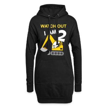 Junge 2. Geburtstag Digger Baustelle - Hoodie-Kleid - Schwarz - Vorne