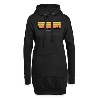 Skyline Rostock depuis 1218 Vintage Retro, Panorama - Sweat-shirt à capuche long Femme - noir - Devant