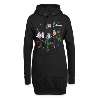 Vögel im Winter auf einem Ast Vogel - Hoodie-Kleid - Schwarz - Vorne