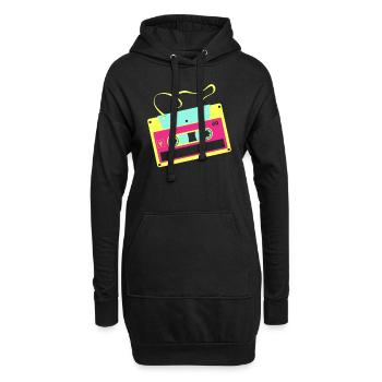 Retro Kassette Mixtape Shirt Disco 90s 80s Party - Hoodie-Kleid - Schwarz - Vorne