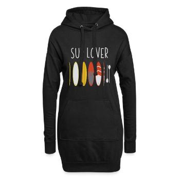 Amateur de SUP - Sweat-shirt à capuche long Femme - noir - Devant