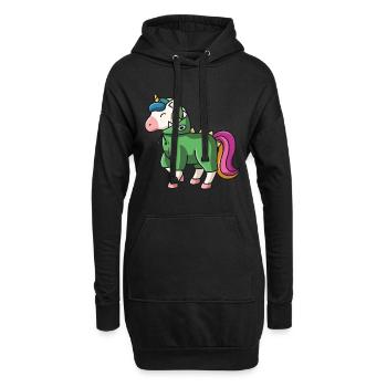Licorne kawaii en costume de dinosaure kawaii mesdames - Sweat-shirt à capuche long Femme - noir - Devant
