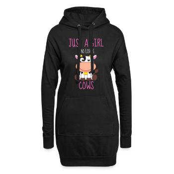 Juste une fille qui aime les vaches vaches vaches - Sweat-shirt à capuche long Femme - noir - Devant
