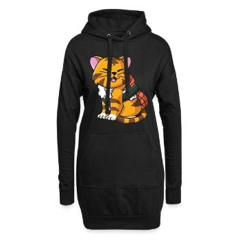 Sushi tigre chat japonais sushi dames - Sweat-shirt à capuche long Femme - noir - Devant