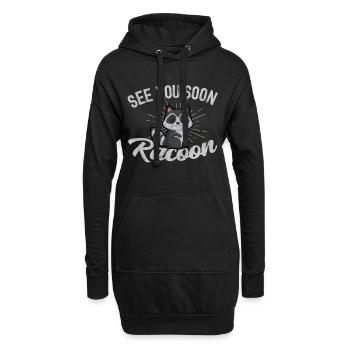 Waschbär - Hoodie-Kleid - Schwarz - Vorne
