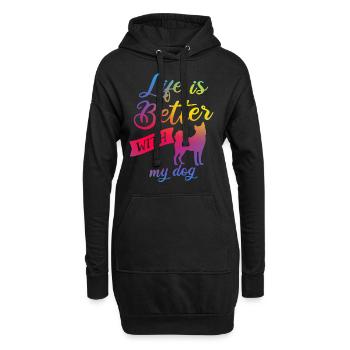 Hund mein Hund Leben das Leben ist besser mit Hund - Hoodie-Kleid - Schwarz - Vorne