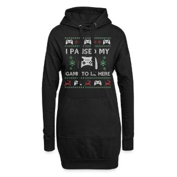 Le joueur a mis en pause mon pull de Noël laid - Sweat-shirt à capuche long Femme - noir - Devant