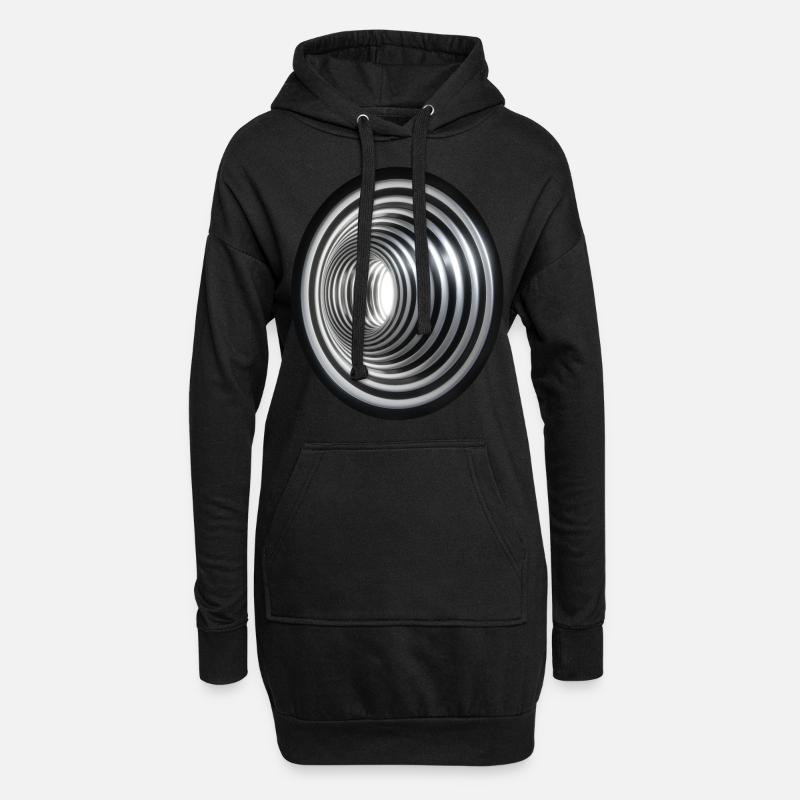 3D Vortex - Effect /3D Effekt Strudel Swirl Wirbel - Hoodie-Kleid - Schwarz