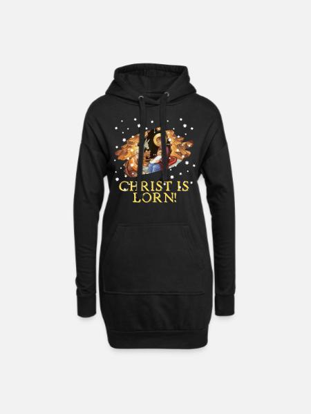Christmas Nativity Christ Is Born! - Hoodie Dress - black