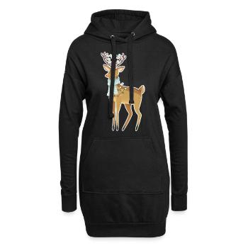 Noël cerf cerf cerf brun - Sweat-shirt à capuche long Femme - noir - Devant