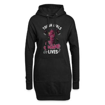Tough Girls Save Lives Girl Firefighter Thin Red L - Hoodie-Kleid - Schwarz - Vorne