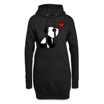 Panda mignon regardant un coeur rouge - Sweat-shirt à capuche long Femme - noir - Devant