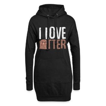 loutre - Sweat-shirt à capuche long Femme - noir - Devant