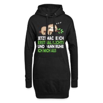 Faultier Schlafanzug Nachthemd Schlafshirt Pyjama - Hoodie-Kleid - Schwarz - Vorne