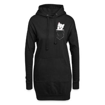Cadeau Westie poitrine poche blanc Highland Terrier - Sweat-shirt à capuche long Femme - noir - Devant