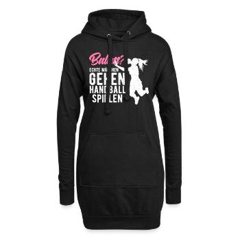 Echte Mädchen gehen Handball spielen Handballerin - Hoodie-Kleid - Schwarz - Vorne