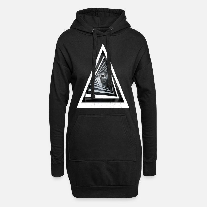 3D triangles - 3D effect - Hoodie Dress - black