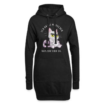 Ich hasse Menschen Katzen sind ok - Hoodie-Kleid - Schwarz - Vorne