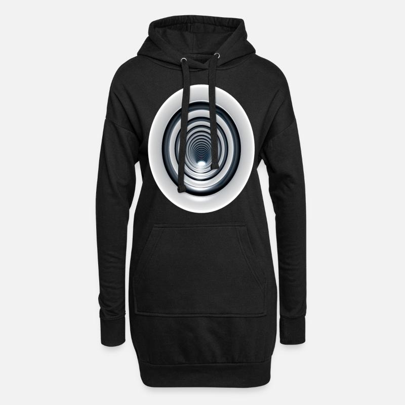 3D-Vortex Effect mit Wirbel / 3D Effekt Strudel - Hoodie-Kleid - Schwarz