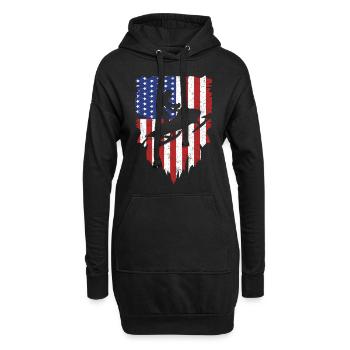 Vintage Schneemobil USA Flagge Hoodie Snow Biker Geschenk - Hoodie-Kleid - Schwarz - Vorne