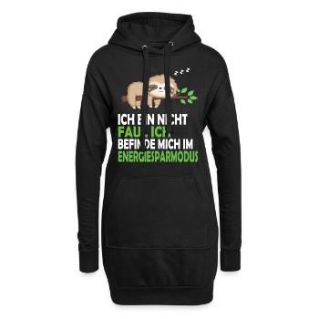 Faultier Schlafanzug Nachthemd Schlafshirt Pyjama - Hoodie-Kleid - Schwarz - Vorne