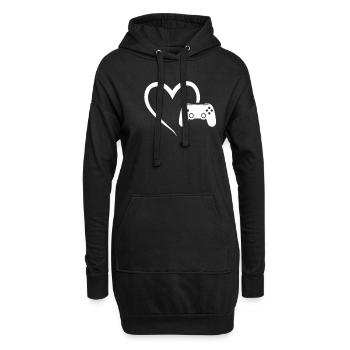 Gaming Controller Herz Game Gamer Girl Geschenk - Hoodie-Kleid - Schwarz - Vorne