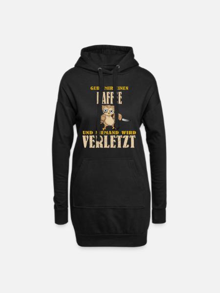 Eule Barista Lebensretter Kaffee Coffee Cappuccino - Hoodie-Kleid - Schwarz