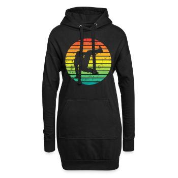 Silhouette de coureur de parkour freerunning parkour rétro - Sweat-shirt à capuche long Femme - noir - Devant