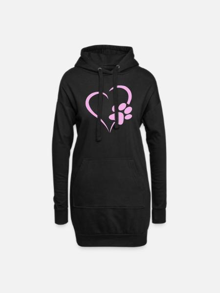 Hunde Pfoten Herz Welpen Pfoten Geschenk - Hoodie-Kleid - Schwarz
