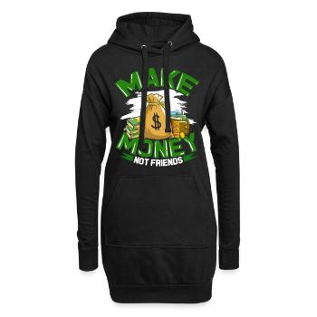Argent comptant capitalisme dollar euro argent - Sweat-shirt à capuche long Femme - noir - Devant